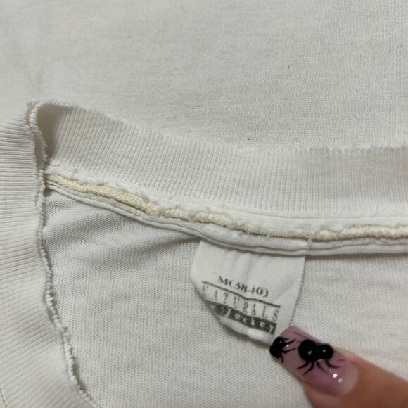 VTG 90's Blank Distressed Short Sleeve T-Shirt White M - Picture 3 of 6